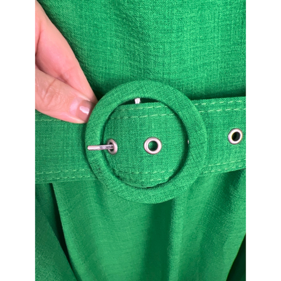 Donna Ricco New York Green Fit & Flare Belted Midi Dress Size 8 Sleeveless Class - Picture 4 of 7